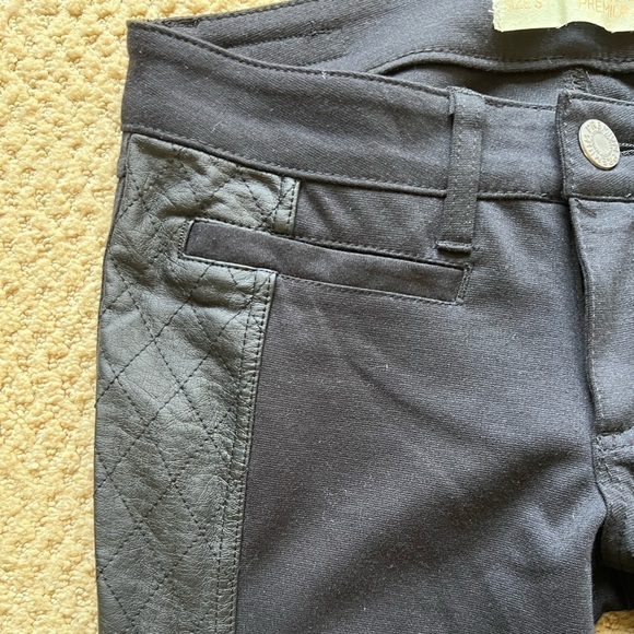 Almost Famous Size Small Black Leggings with Quilted Faux Leather Down Legs - Picture 2 of 5